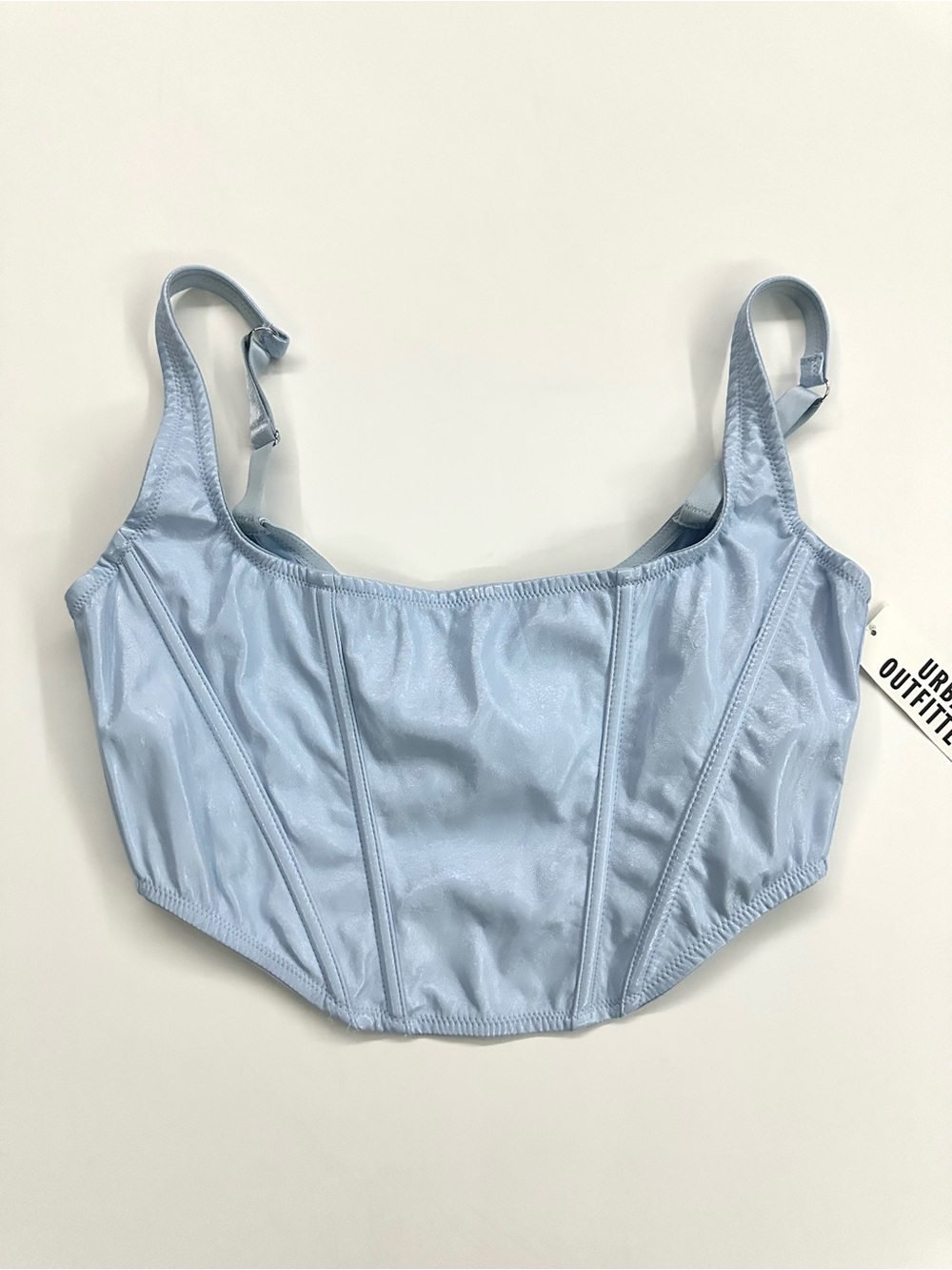 Urban Outfitters Pale Blue Satin Corset Crop Top